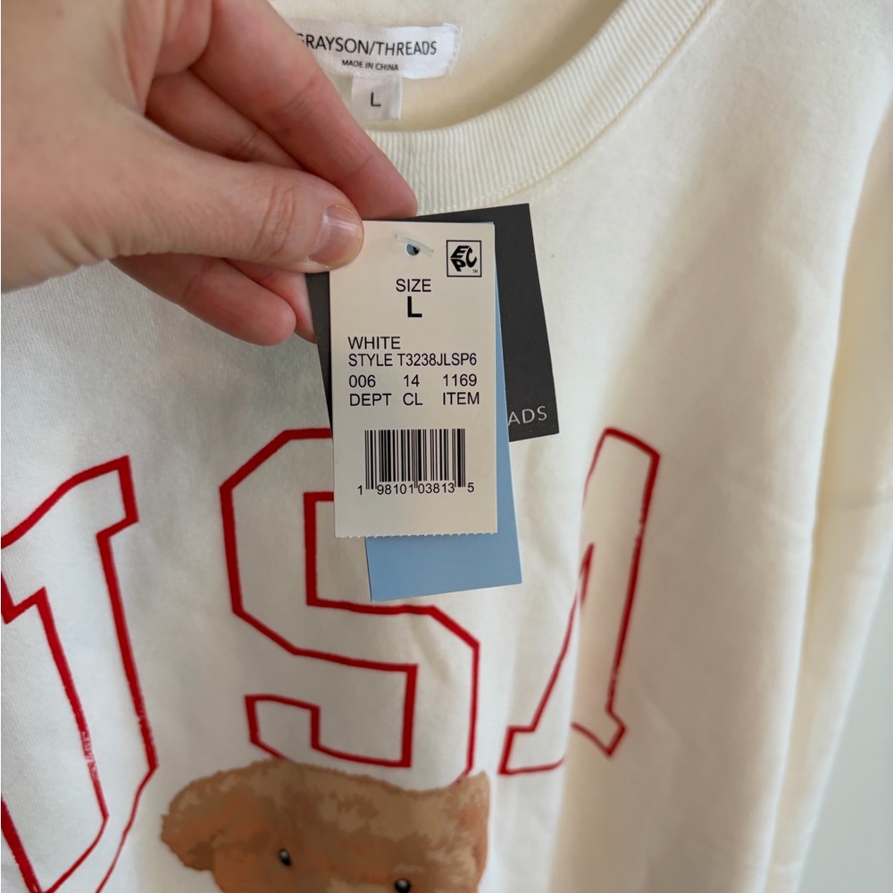 USA Teddy Bear Sweatshirt Size Large NWT - Picture 4 of 6